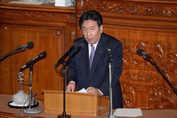 内閣不信任決議案の趣旨説明をする枝野幸男議員